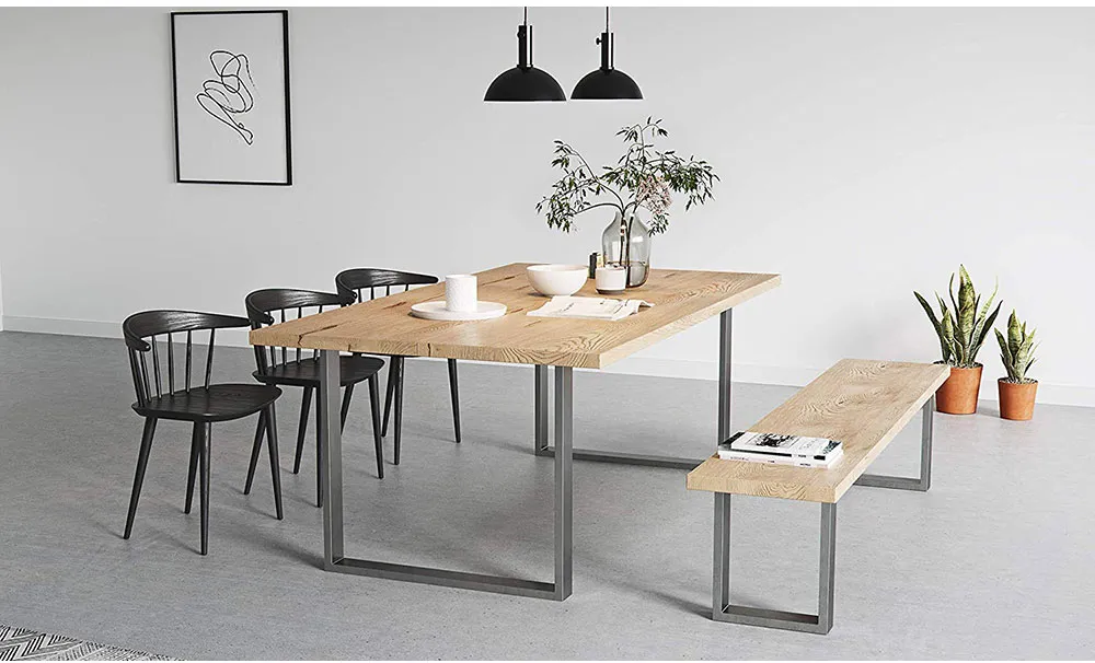 Muebles Cepillado Pulido Cuadrado Consola Extremo Banco lateral Caf&eacute; Patas de mesa de acero inoxidable Muebles 