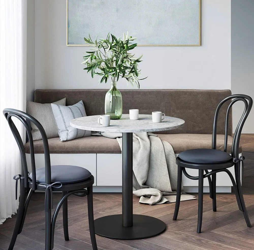 de caf&eacute; redondo de acero inoxidable Tulip Metal Comedor Base de mesa de restaurante 