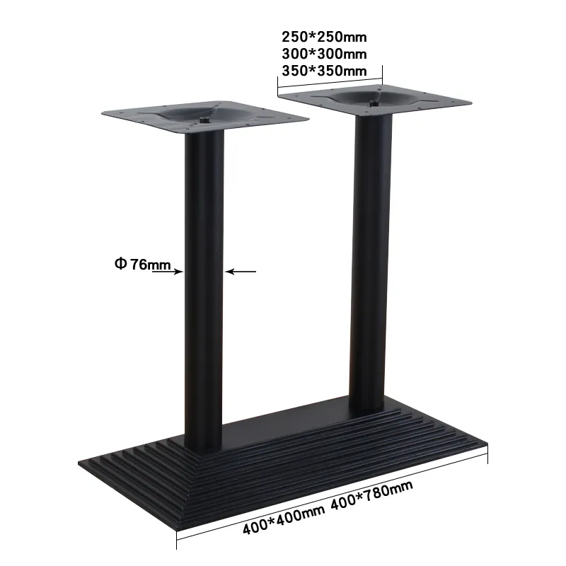 Herrajes para patas de mesa trapezoidales de hierro fundido, reproducci&oacute;n de base de mesa de metal negro antiguo 