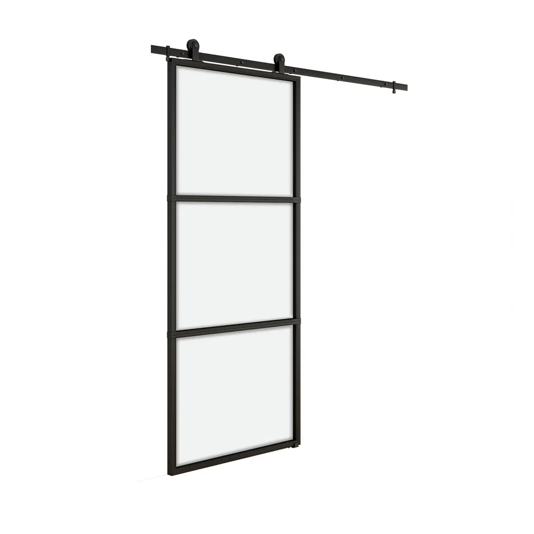 corrediza interior de vidrio, puerta corrediza de vidrio con marco de acero para ba&ntilde;o y cocina Puerta 