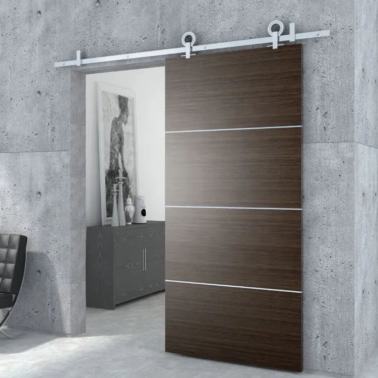 cepillado, kit de herrajes para puerta de granero doble con derivaci&oacute;n plegable de lat&oacute;n antiguo para montaje en puerta de madera interior Accesorios laterales para riel de bricolaje de n&iacute;quel satinado, 