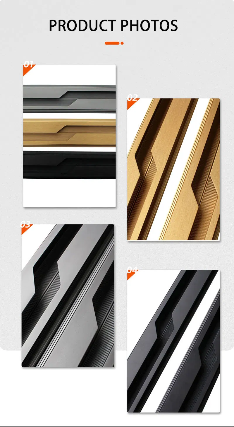 Lightning oculta sin ranuras Manija de puerta de gabinete de guardarropa con Lightning de aluminio oculta 