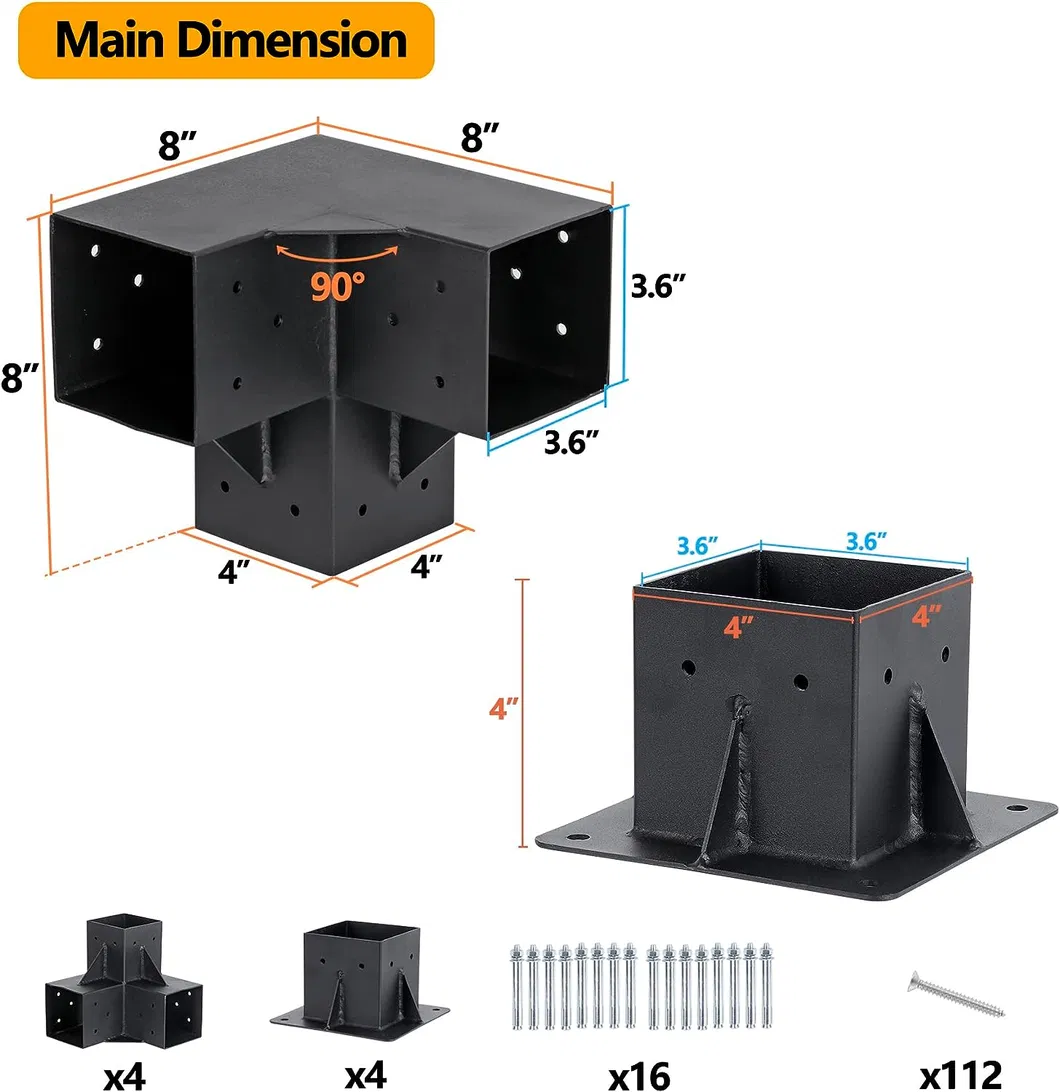 Kit Soporte Elevado de Madera Carpinter&iacute;a para P&eacute;rgola 4' X 4' 