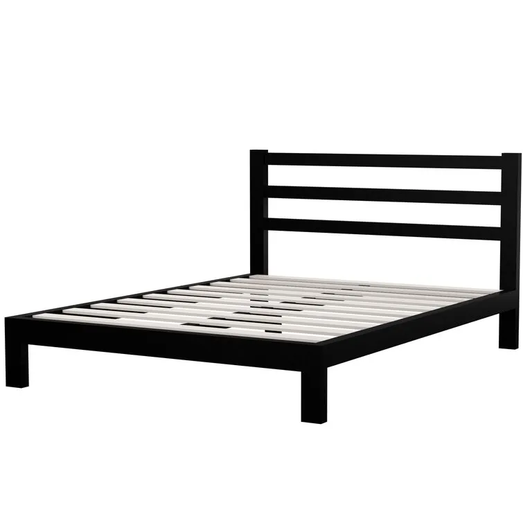 Somier de l&aacute;minas con marco de cama de metal y madera, doble acero, 