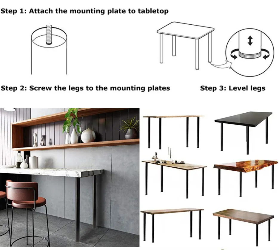 Pies de muebles cromados Patas de mesa de oficina Comedor moderno Pies de muebles cromados 
