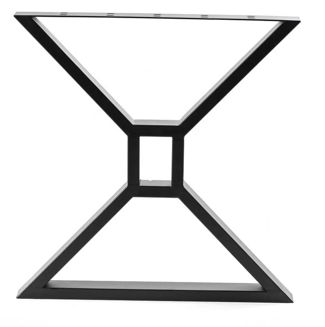 MID Century Modern X-Frame Металлический сплошной каркас Черные прочные ножки стола 