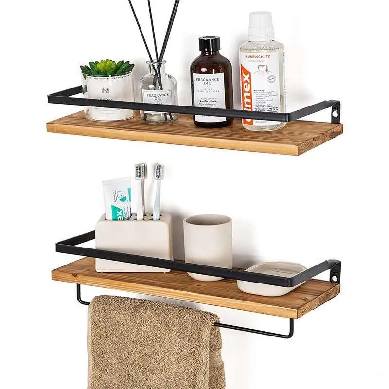 2 con rieles Almacenamiento decorativo Elegante soportes de metal negro mate 