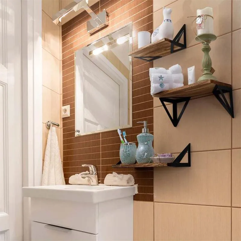estantes de almacenamiento de pared de madera r&uacute;stica montados en la pared Soportes para estantes flotantes Soportes para estantes de almacenamiento de pared de madera r&uacute;stica montados en la pared Soportes para 