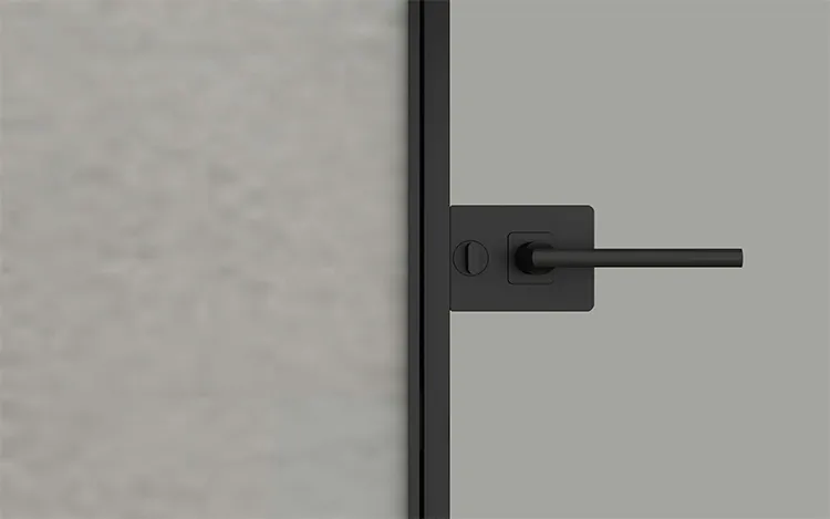 Puerta abatible con marco de aluminio para uso comercial con vidrio esmerilado Puerta abatible con 