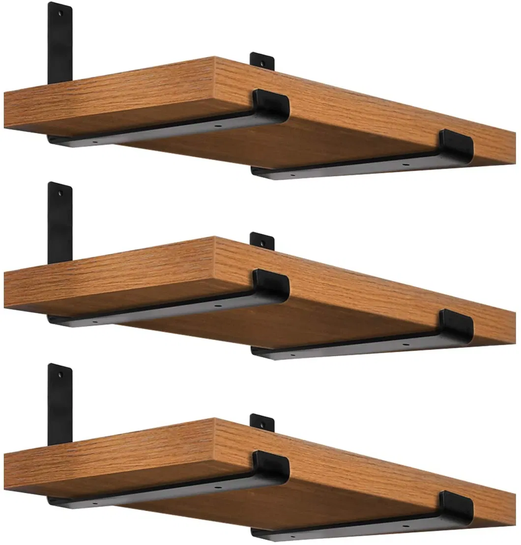 Soportes flotantes de pared de metal de hierro fundido para estantes DIY L Set Soportes flotantes 