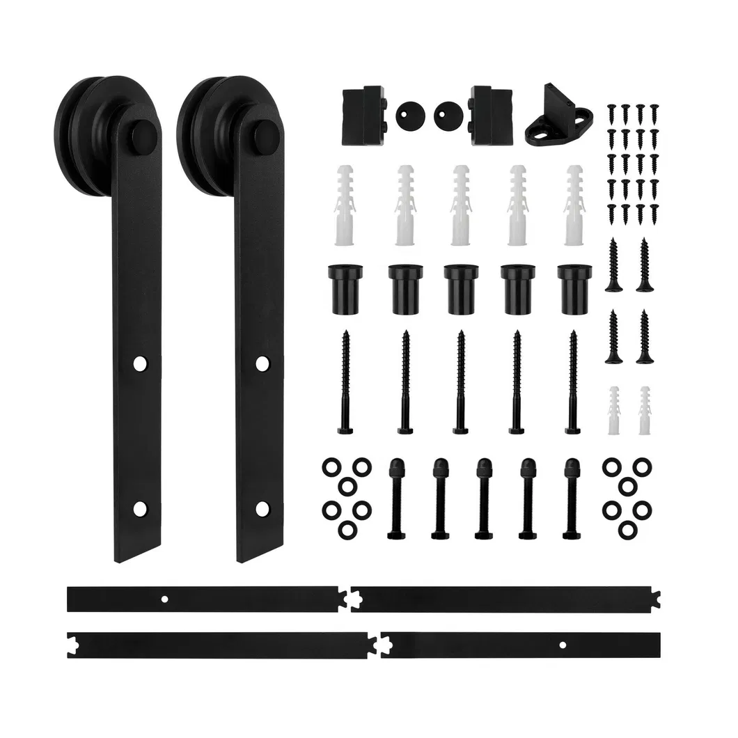 Kit de herrajes b&aacute;sicos para rieles corredizos para puerta corrediza de granero de firmeza de 6.6 pies en 5 