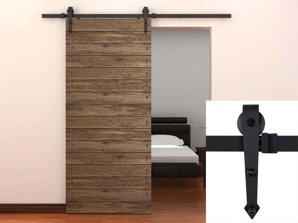 plano de carbono, herrajes r&uacute;sticos para puertas corredizas de granero, sistema de puerta corrediza con riel plano de 