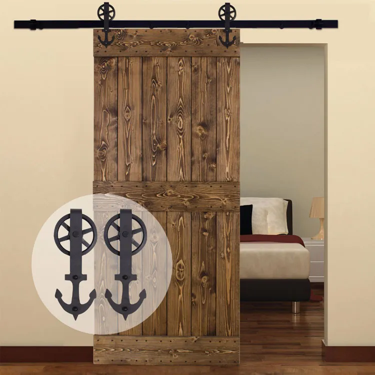 Herrajes para puertas corredizas de granero con rodamiento ultra silencioso de grado industrial Herrajes para puertas corredizas de granero con rodamiento 