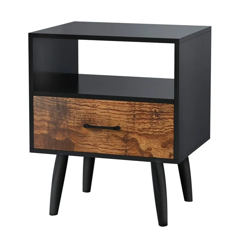 dise&ntilde;o n&oacute;rdico Mesita de noche de lujo de madera maciza moderna 