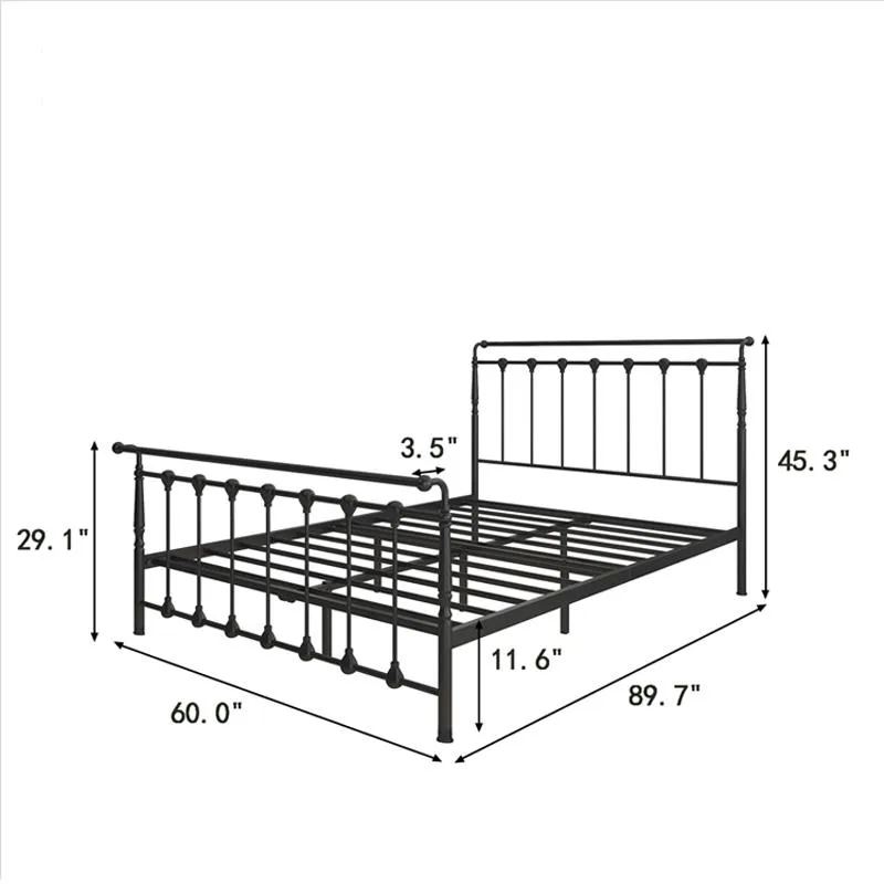 Cama con cabecera y pie de cama Estructura de cama de hierro forjado 