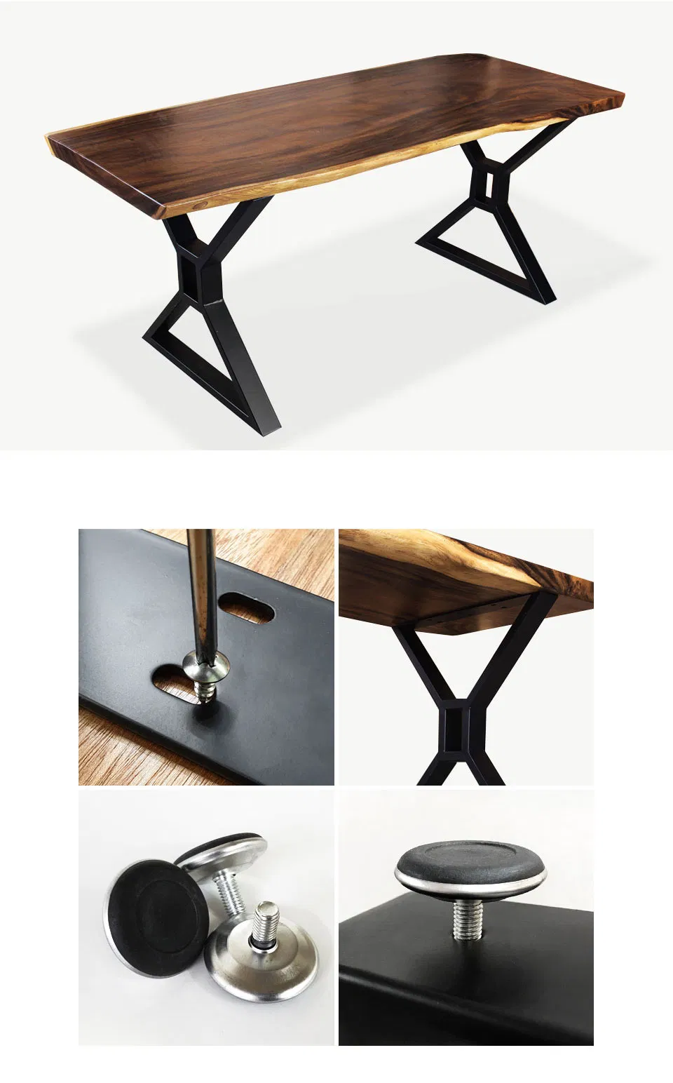 negro, muebles en forma de X, patas de base de mesa de acero de estilo industrial, muebles de metal negro en forma de 