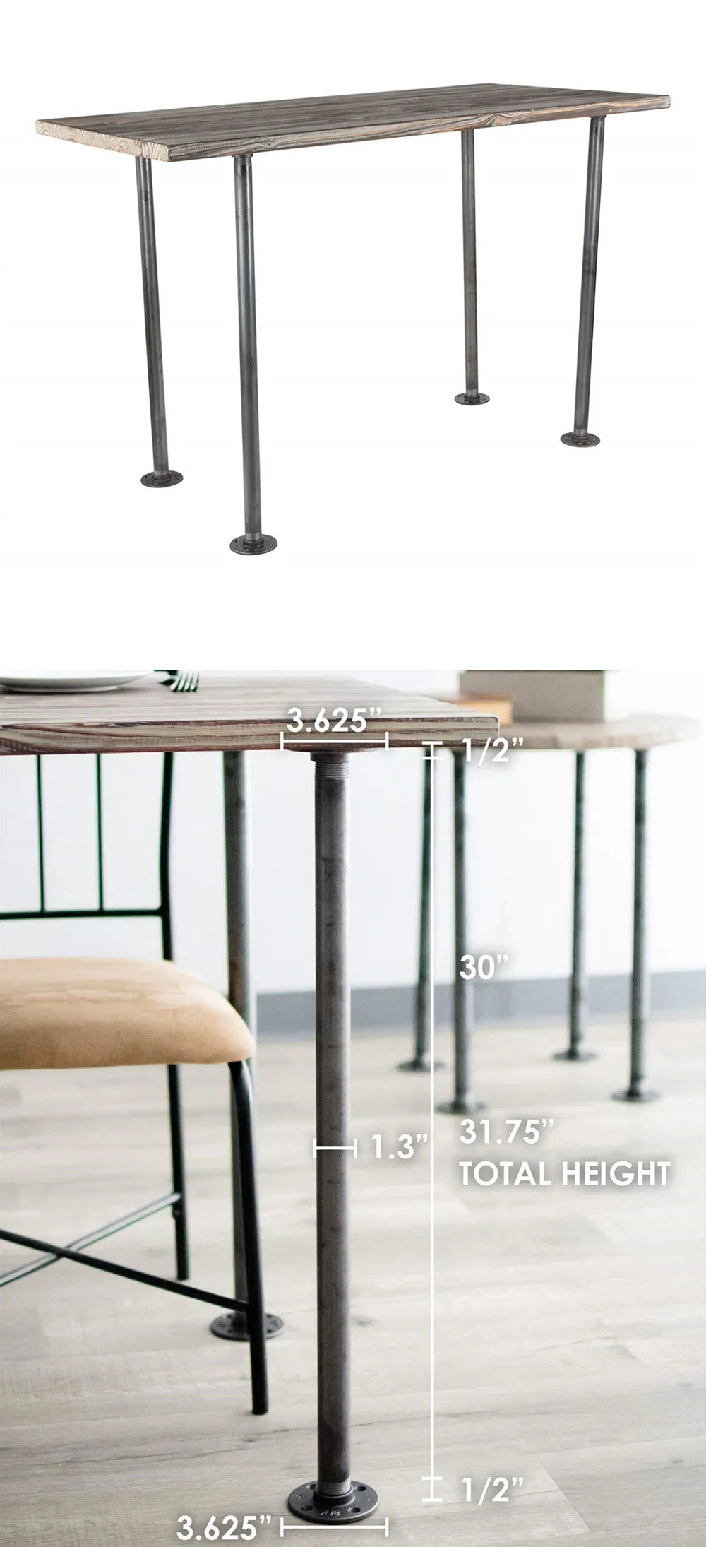 Patas Patas de mesa de tubo de hierro negro industrial para mesas vintage personalizadas 