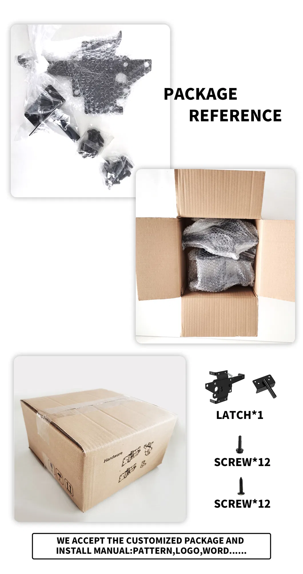 Bisagras para puertas y ventanas Kit de cerradura de pestillo de puerta de cerca de granja 