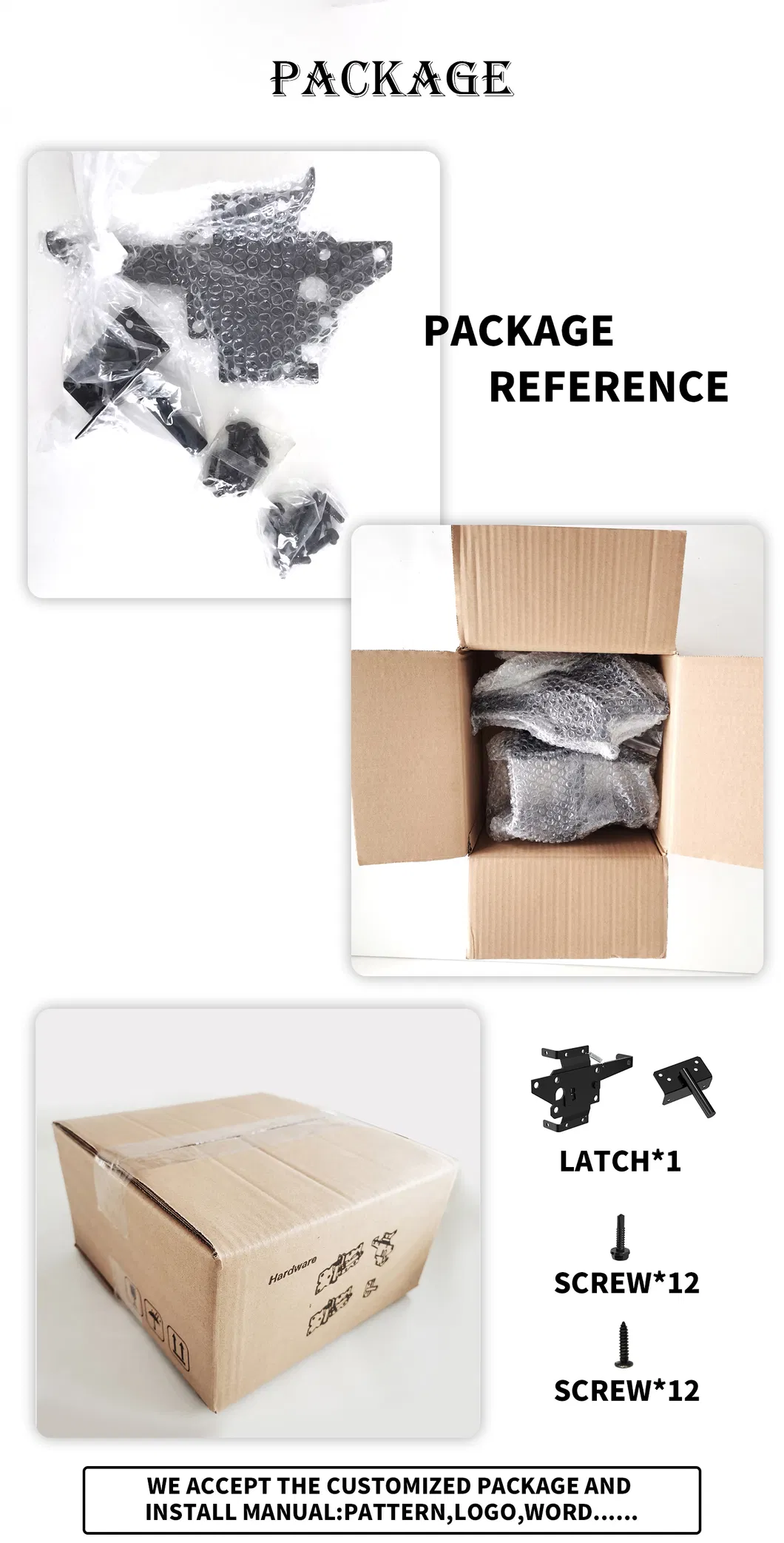 de puerta de alta resistencia negro OEM Kit de puerta de cerca de madera 