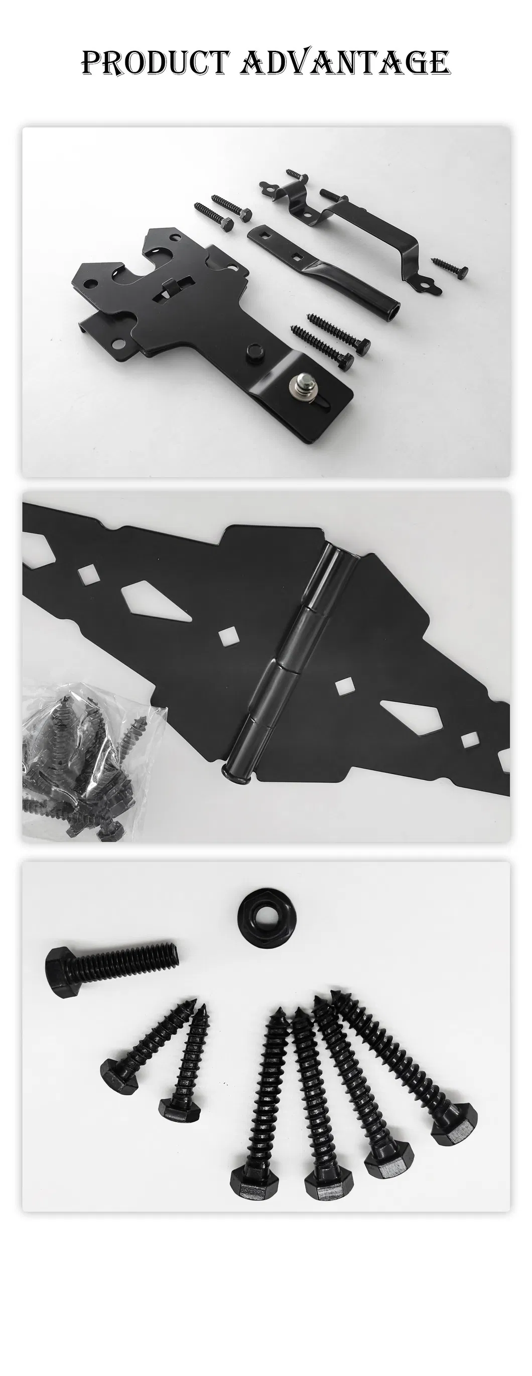 Bisagra de puerta Pestillo de puerta Metal Negro Madera 