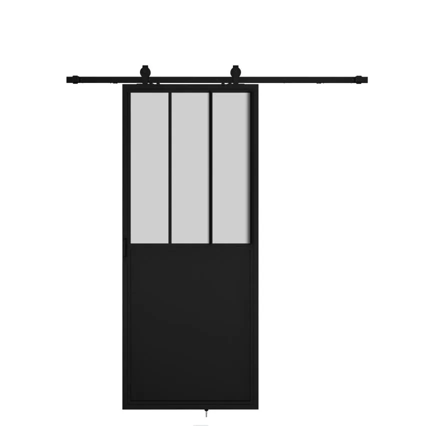 Puerta de granero con vidrio, dormitorio, dise&ntilde;o corredizo, puertas de granero, casa moderna