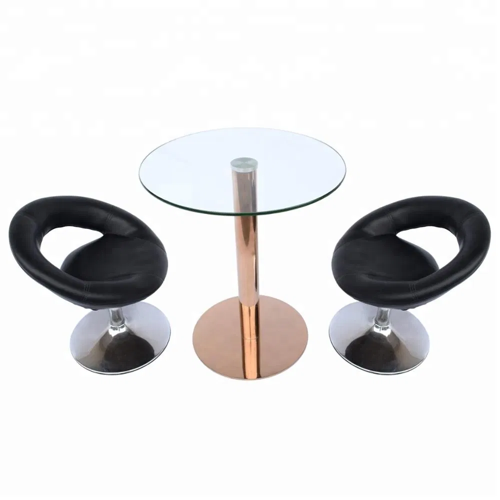 Base de mesa de comedor de una sola pierna con tapa de vidrio redonda 
