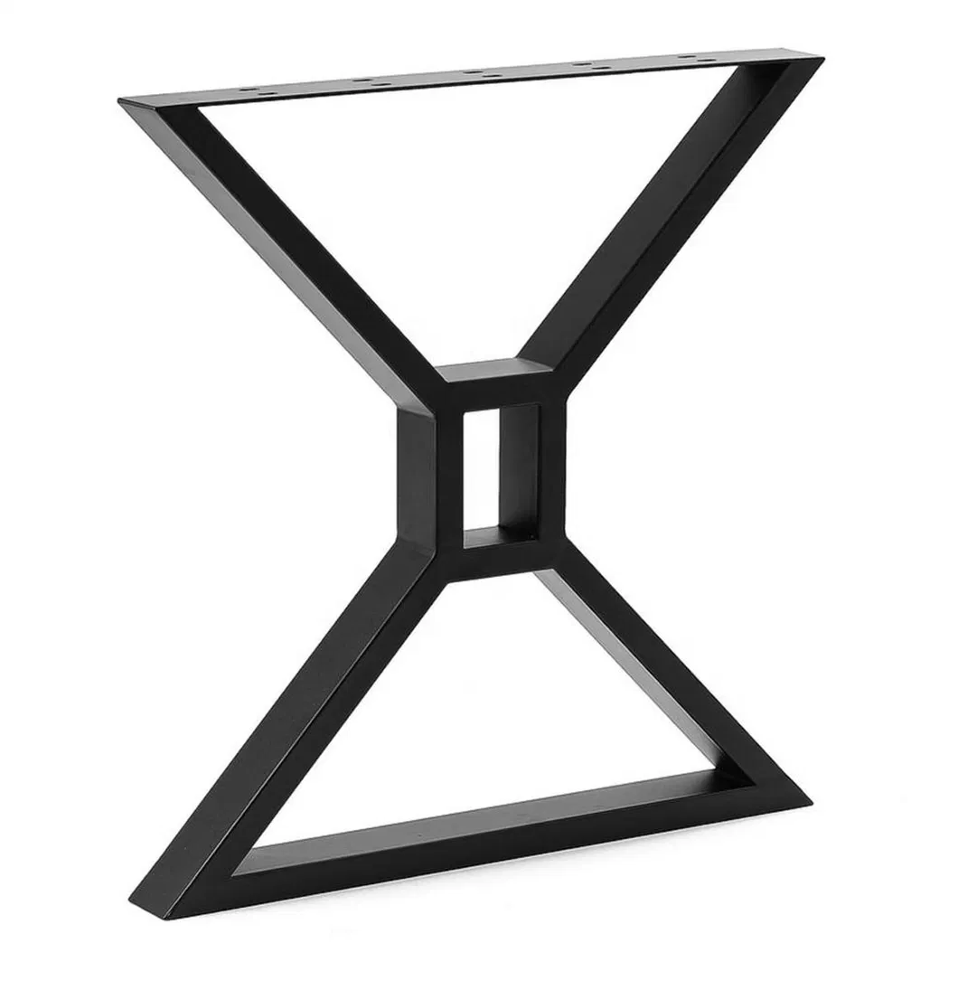 MID Century Modern X-Frame Металлический сплошной каркас Черные прочные ножки стола 