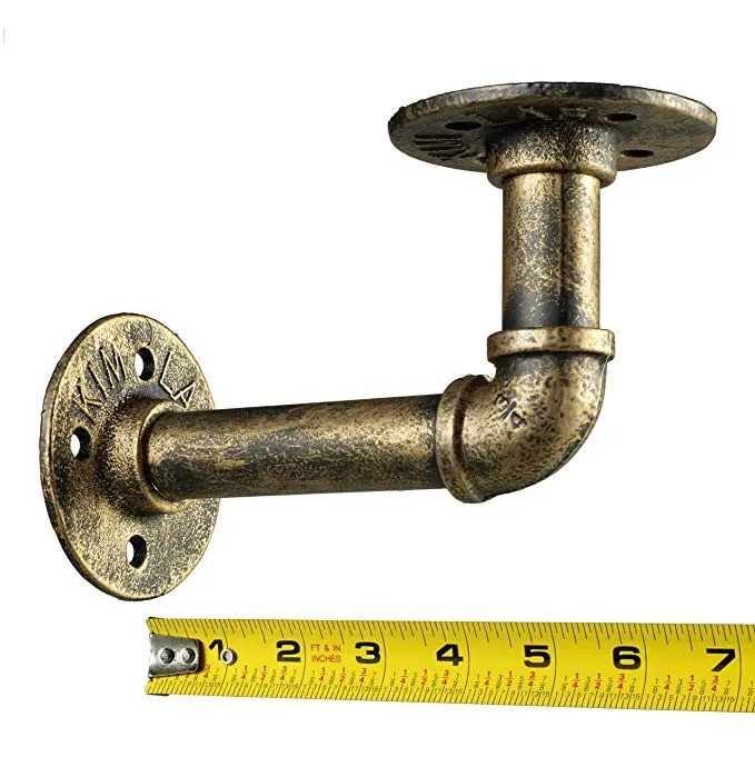 de tuber&iacute;as de hierro macizo, bronce dorado y hierro macizo Colgadores y soportes para estanter&iacute;as de tuber&iacute;as de bronce dorado y hierro 
