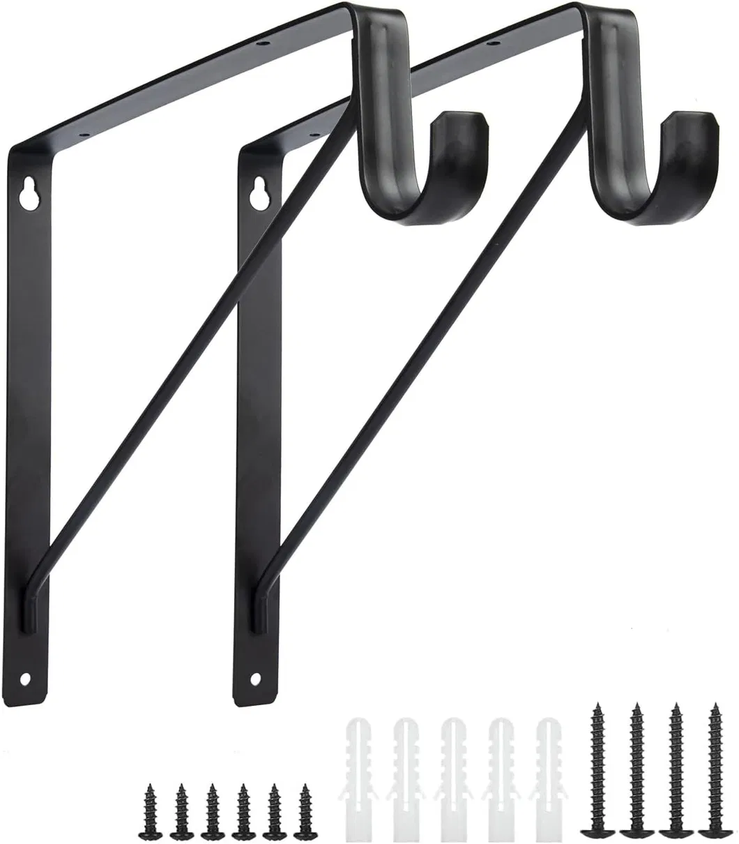 negro Soportes para estante de armario y soportes para barra Soportes para estantes de poste de armario negro 