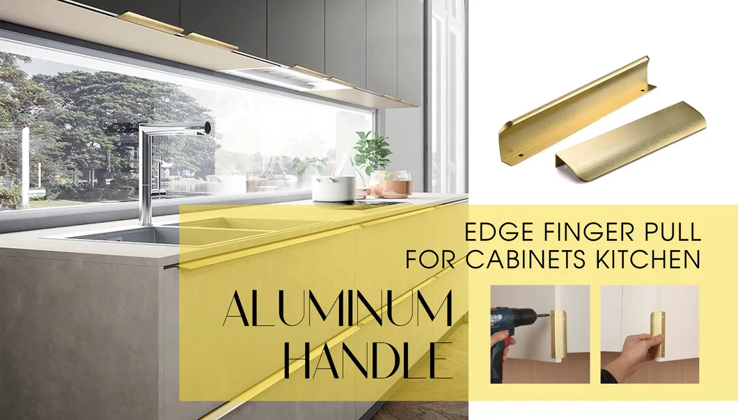 Tiradores de caj&oacute;n de herrajes para muebles de aluminio, tiradores de borde oculto para gabinete de cocina. 
