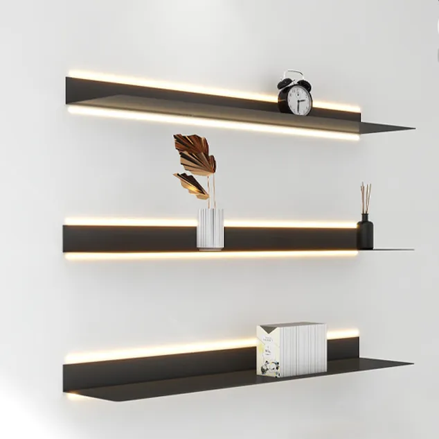 Estanter&iacute;a con estante de exhibici&oacute;n de luz LED Estanter&iacute;a con iluminaci&oacute;n blanca de pared Estanter&iacute;a 