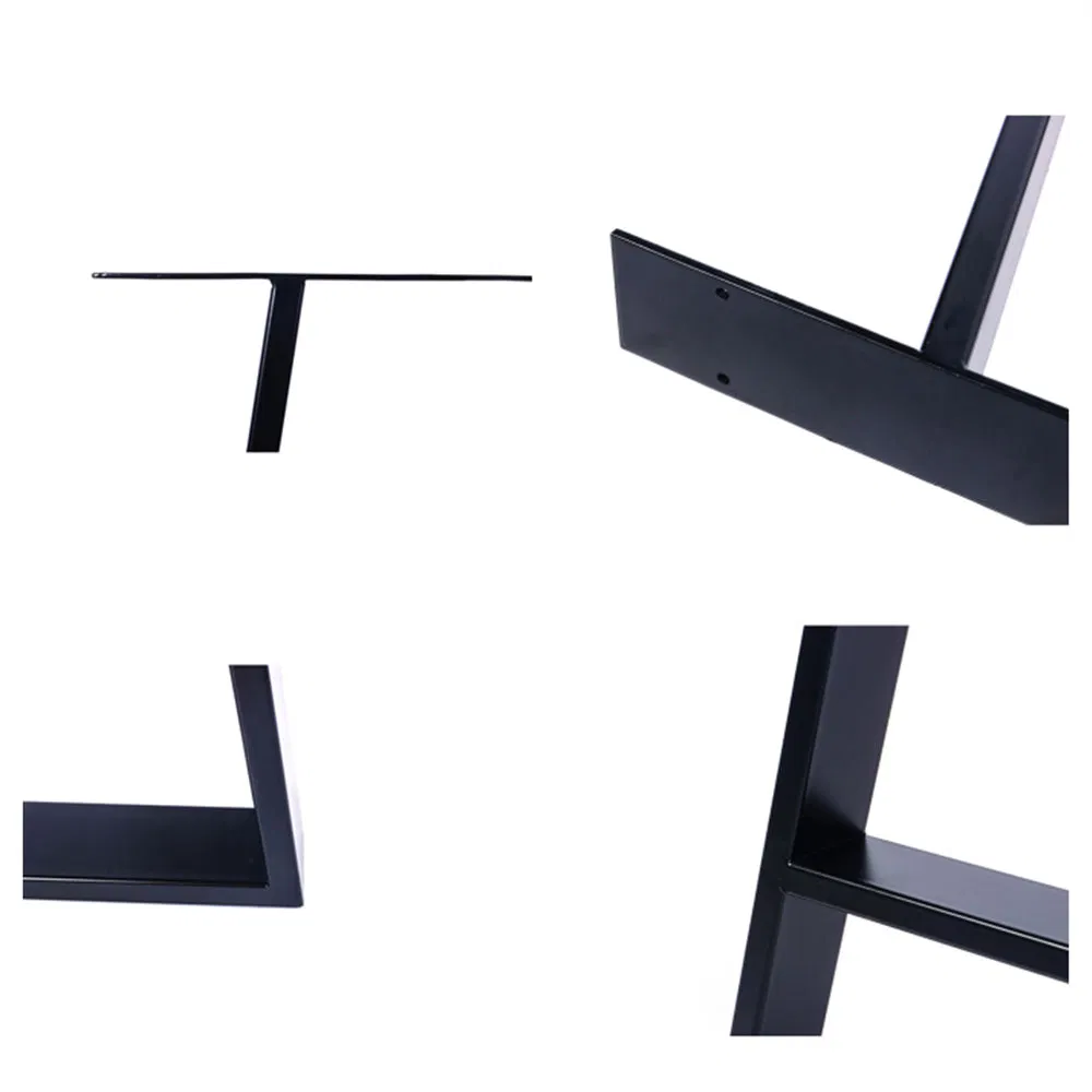 mesa de acero negro, barra de hierro macizo, escritorio para ordenador port&aacute;til, patas de mesa de banco 