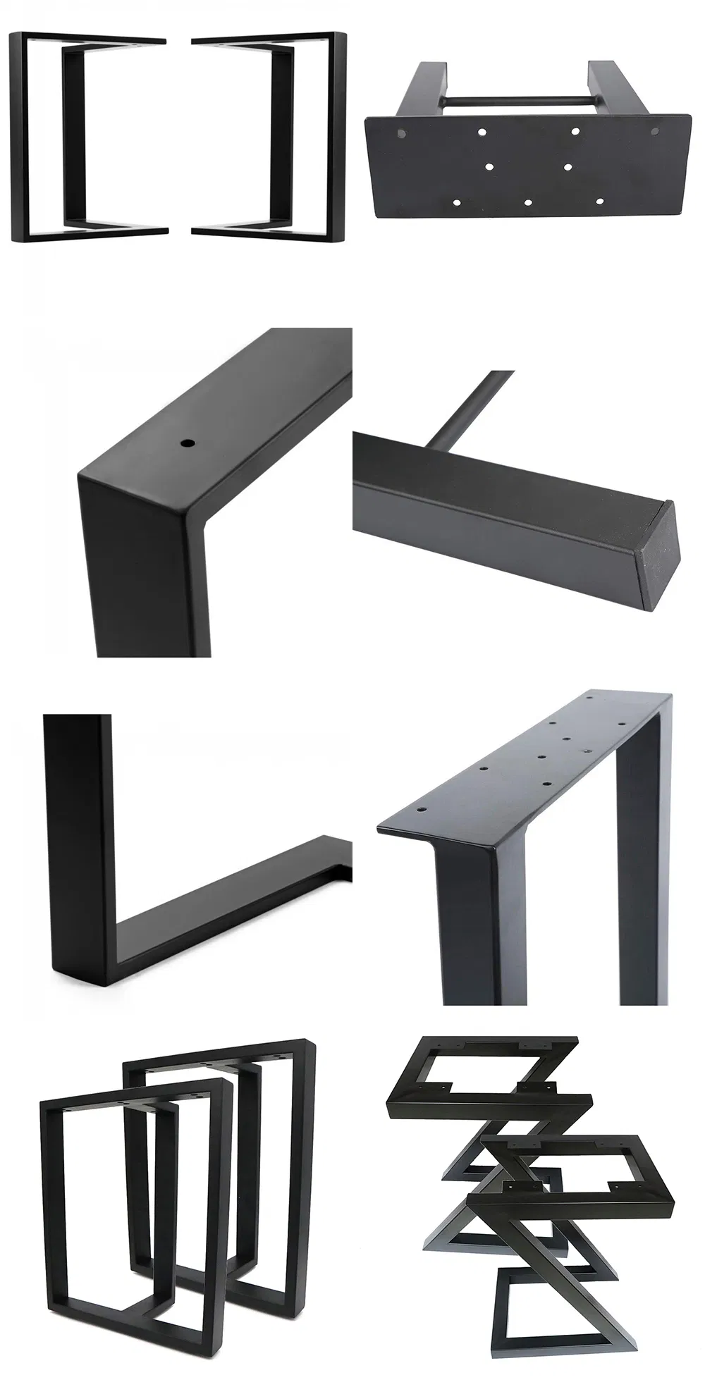Patas de mesa de acero en forma de L de venta caliente Patas de mesa de comedor de caf&eacute; negro 