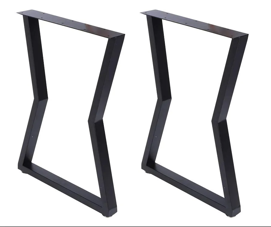 Pata de mesa de metal con horquilla de acero negro cuadrada para comedor 
