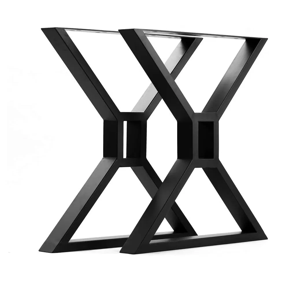 Patas de base de mesa de comedor de acero, estilo industrial, metal negro, 
