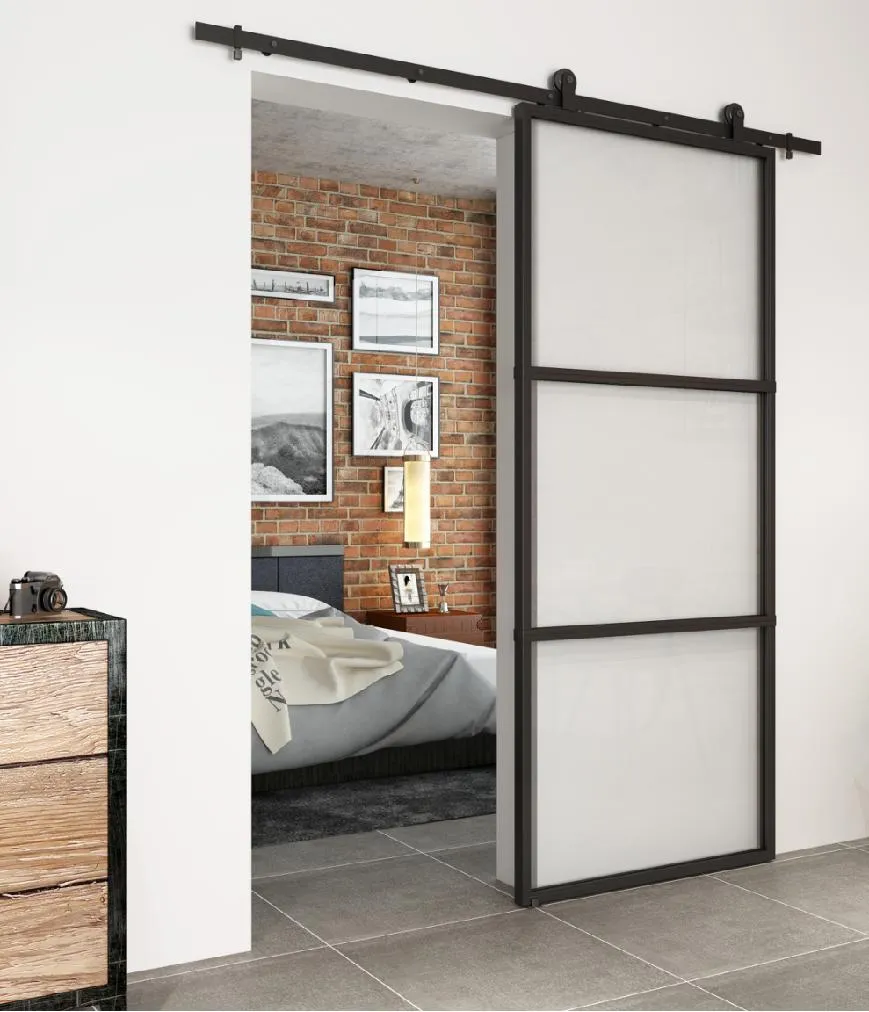 corrediza interior de vidrio, puerta corrediza de vidrio con marco de acero para ba&ntilde;o y cocina Puerta 