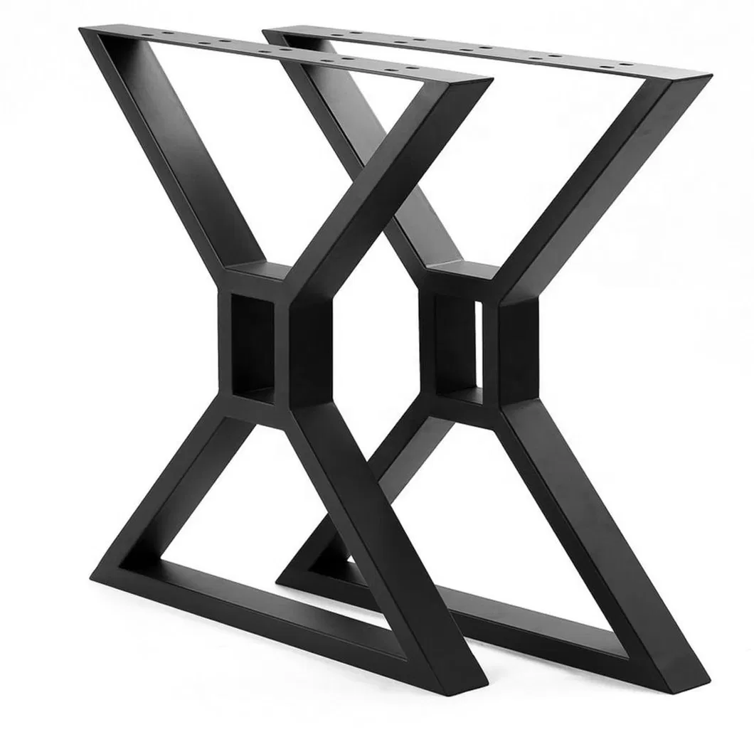 MID Century Modern X-Frame Металлическая сплошная рама Черные прочные ножки стола 