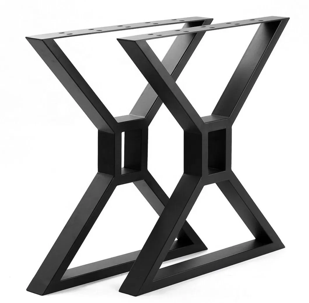 MID Century Modern X-Frame Металлический сплошной каркас Черные прочные ножки стола 