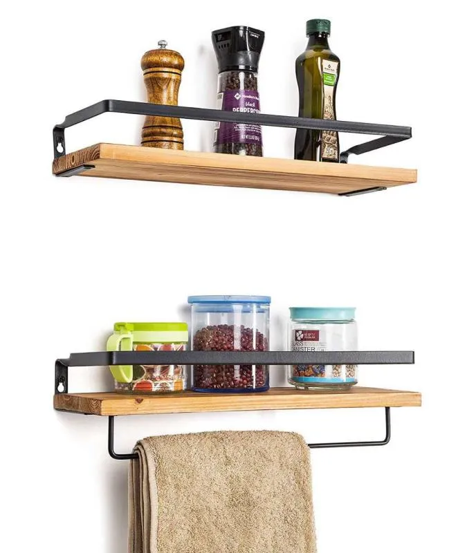 2 con rieles Almacenamiento decorativo Elegante soportes de metal negro mate 