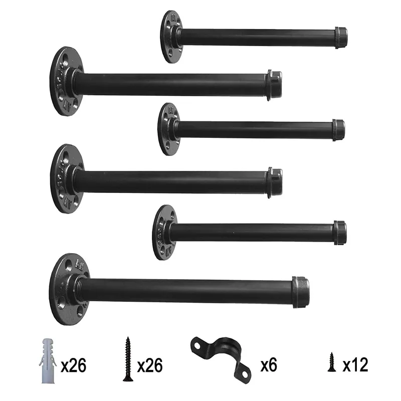Soporte de estante de tuber&iacute;a de lat&oacute;n industrial negro decorativo industrial 