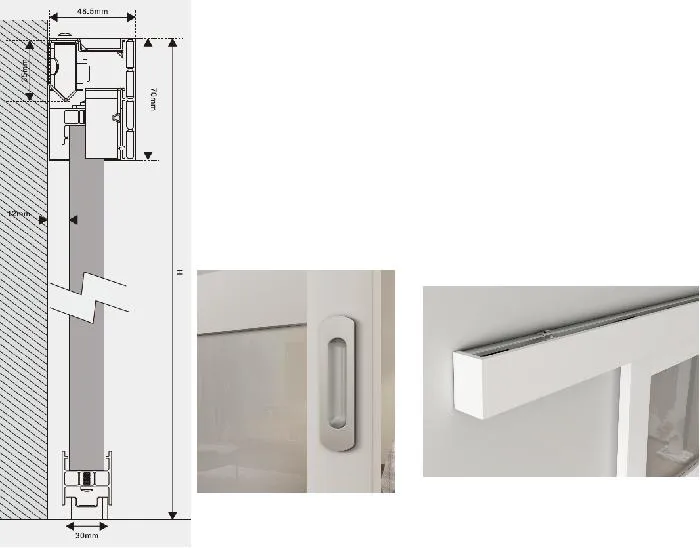 Decoraci&oacute;n de interiores de dormitorio Dise&ntilde;o gr&aacute;fico de pl&aacute;stico Puerta corrediza de vidrio con herrajes 