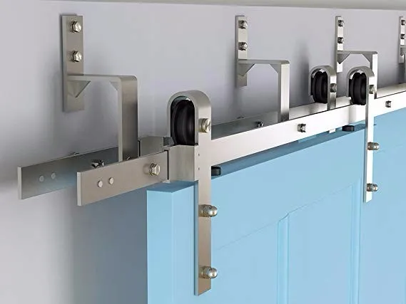 corredera de acero con n&iacute;quel cepillado Herrajes para puertas de granero de doble 