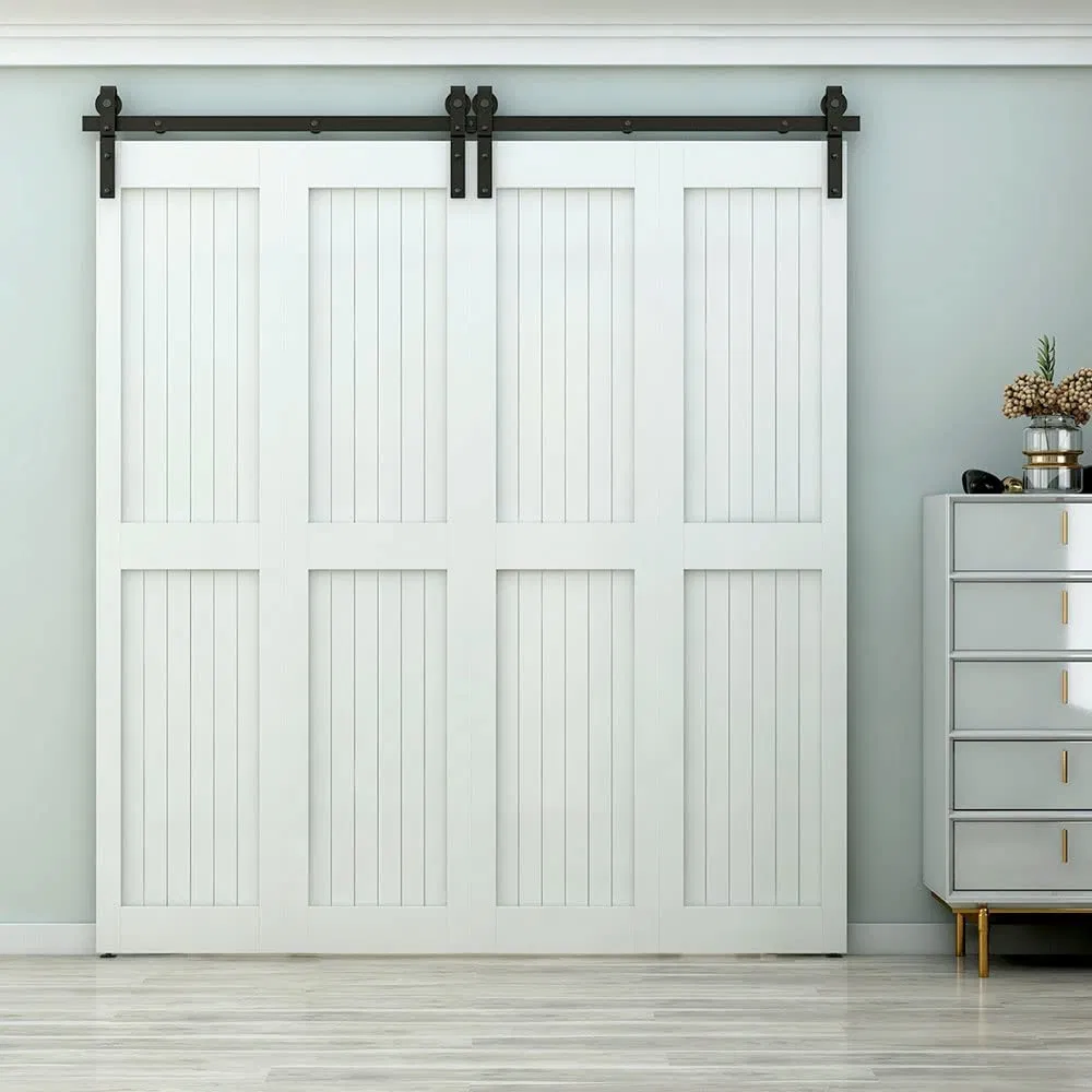 Herrajes para puertas corredizas de granero plegables, kits de accesorios para rodillos de rieles para armarios Herrajes 
