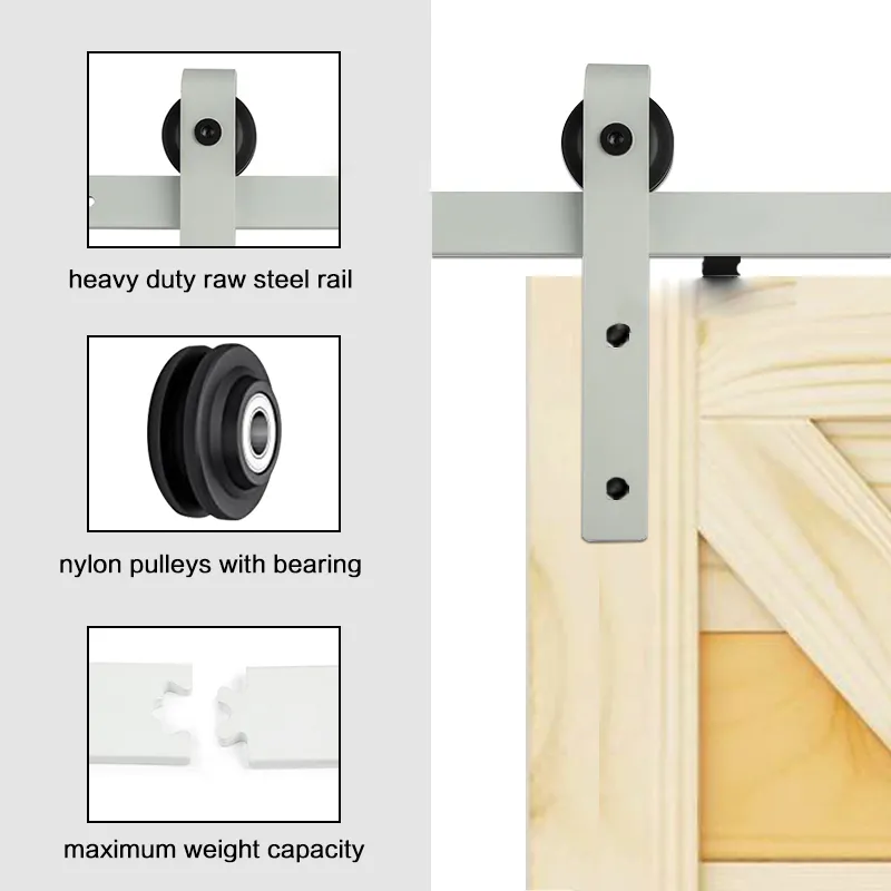 Herrajes para puertas de granero con recubrimiento en polvo blanco Gabinetes con puertas de madera maciza 