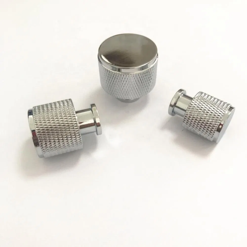 de piezas torneadas CNC OEM Perilla moleteada de aluminio cromado de precisi&oacute;n por encargo 