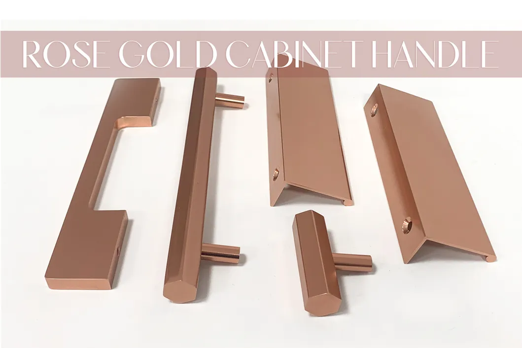 Herrajes para muebles, gabinete, manija de ba&ntilde;o, tirador de aluminio de oro rosa 