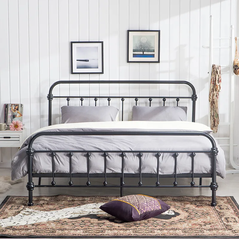 Cama con cabecera y pie de cama Estructura de cama de hierro forjado 