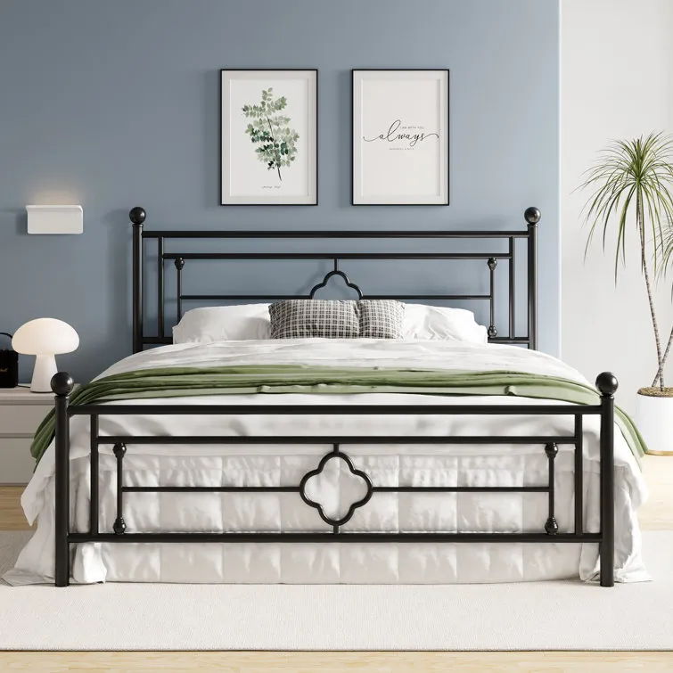 hierro Estructura de cama individual de metal tama&ntilde;o Queen con cabecera Cama de metal de acero y hierro Estructura de cama individual de metal tama&ntilde;o 