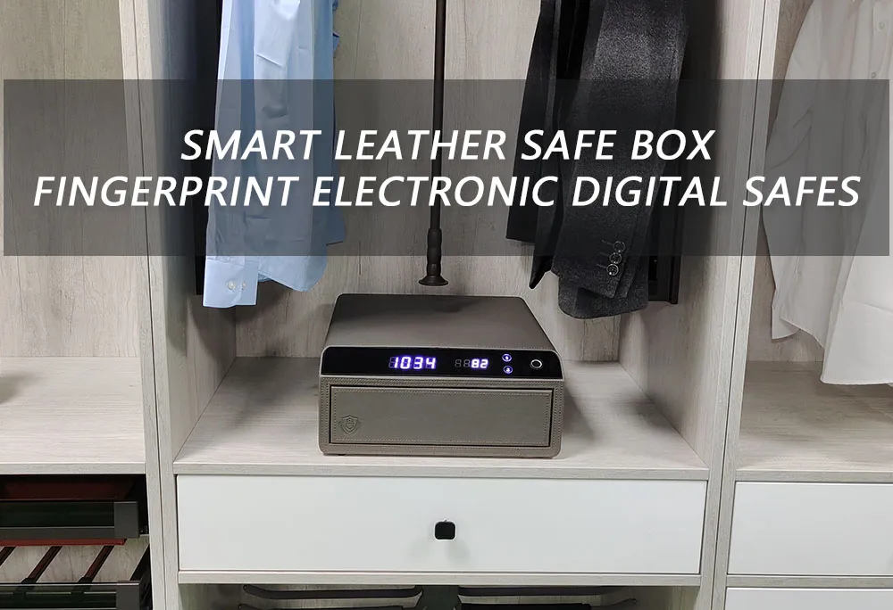 Caja fuerte de cuero inteligente con huella digital para el hogar Caja fuerte con 